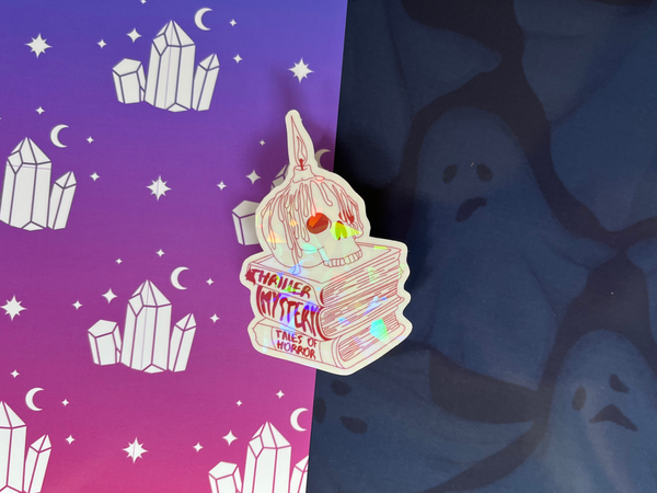 The Spooky Reader Sticker Pack | Waterproof Laminated HOLOGRAPHIC Vinyl Sticker