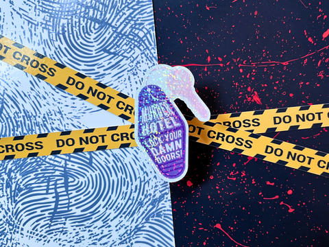 Glitter Murder Hotel Sticker | Waterproof HOLOGRAPHIC Laminated Vinyl Sticker