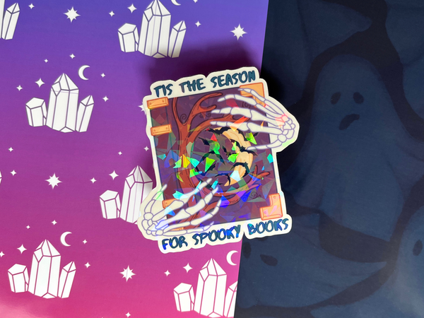 The Spooky Reader Sticker Pack | Waterproof Laminated HOLOGRAPHIC Vinyl Sticker