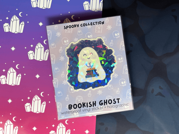 Bookish Ghost Sticker | Waterproof Laminated HOLOGRAPHIC Vinyl Sticker - Forge de Sol - Sticker - Sticker - 
