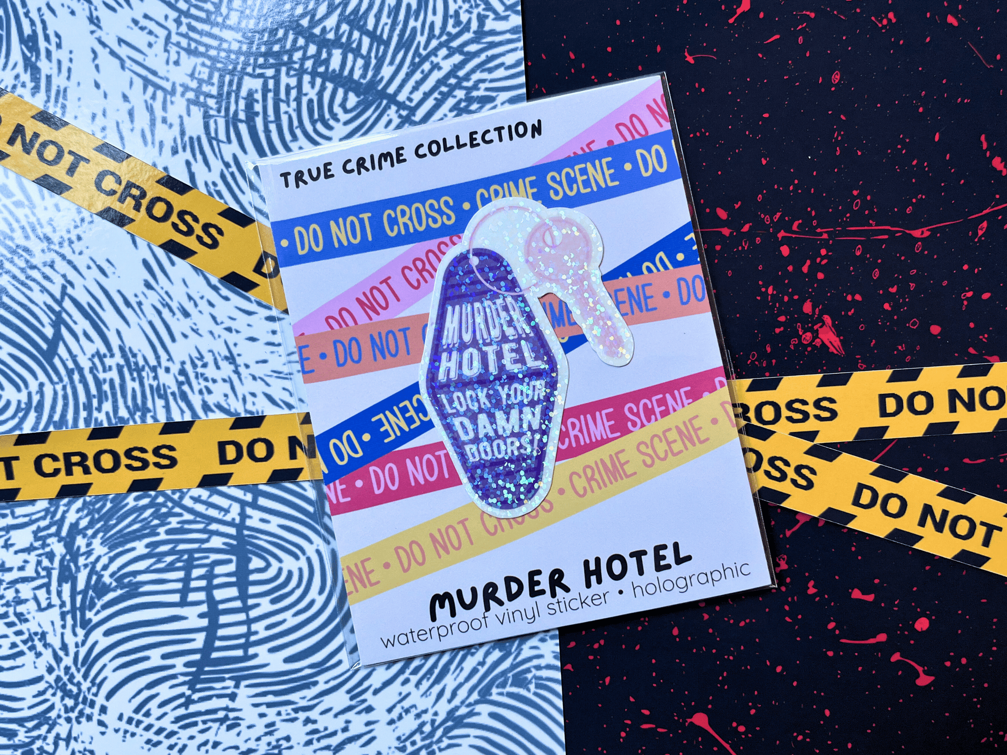 Glitter Murder Hotel Sticker | Waterproof HOLOGRAPHIC Laminated Vinyl Sticker - Forge de Sol - Sticker - Sticker - 