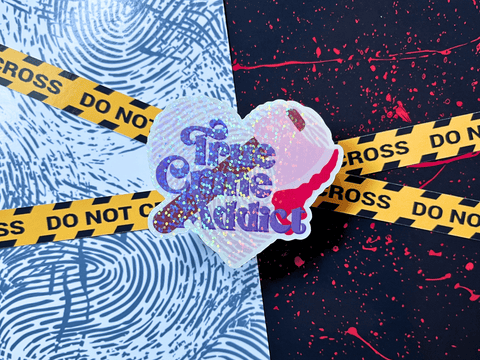 Glitter True Crime Addict Sticker | Waterproof HOLOGRAPHIC Laminated Vinyl Sticker - Forge de Sol - Sticker - Sticker - 