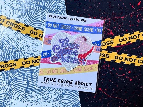 Glitter True Crime Addict Sticker | Waterproof HOLOGRAPHIC Laminated Vinyl Sticker - Forge de Sol - Sticker - Sticker - 