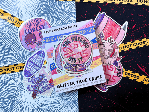 Glitter True Crime Sticker Pack | Waterproof HOLOGRAPHIC Laminated Vinyl Sticker - Forge de Sol - Sticker - Sticker - 