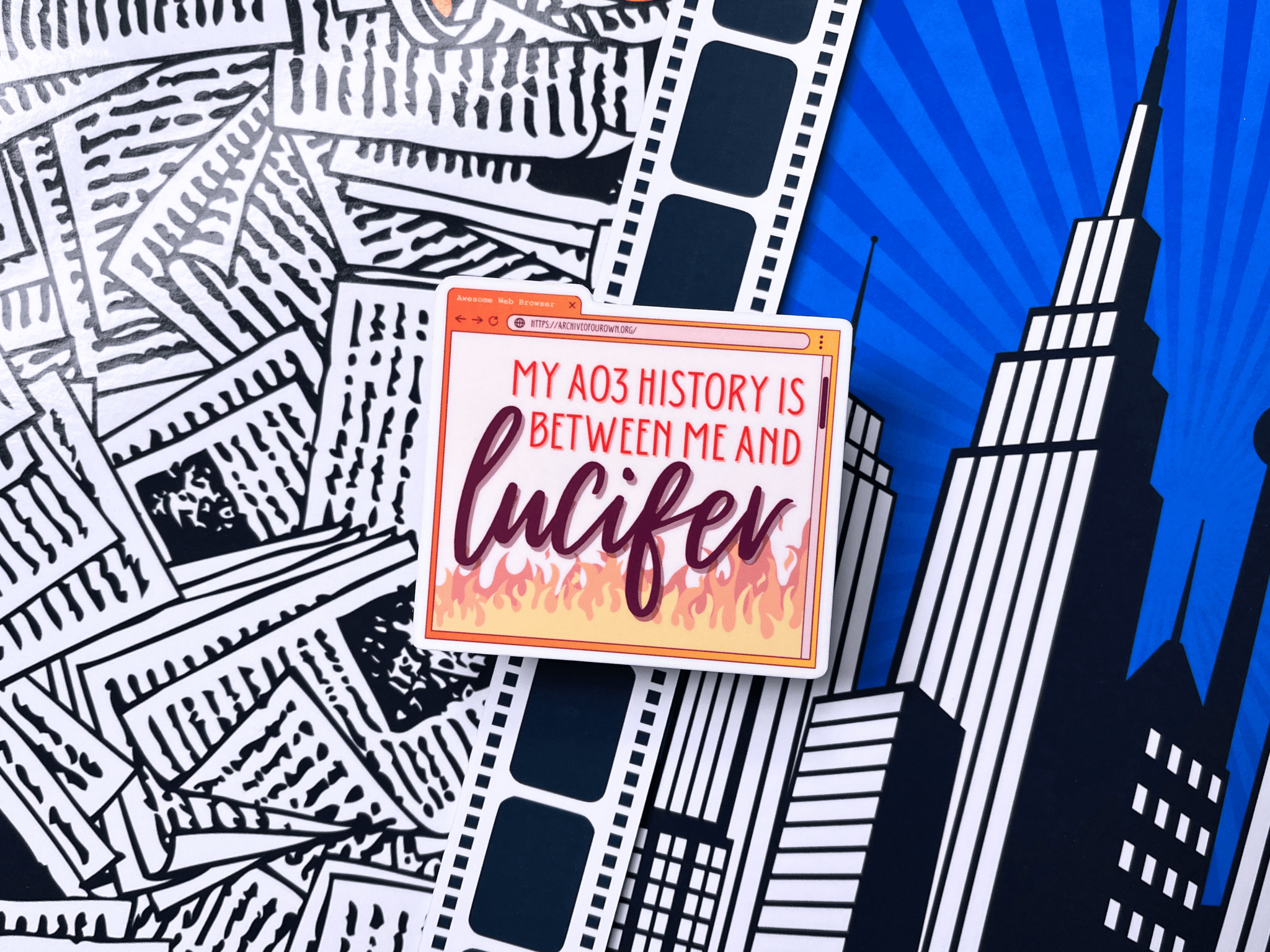 My AO3 History Is Between Me and LUCIFER Sticker | Waterproof Laminated Vinyl Sticker - Forge de Sol - Sticker - Sticker - 