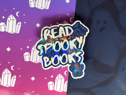 Read Spooky Books Sticker | Waterproof Laminated HOLOGRAPHIC Vinyl Sticker - Forge de Sol - Sticker - Sticker - 