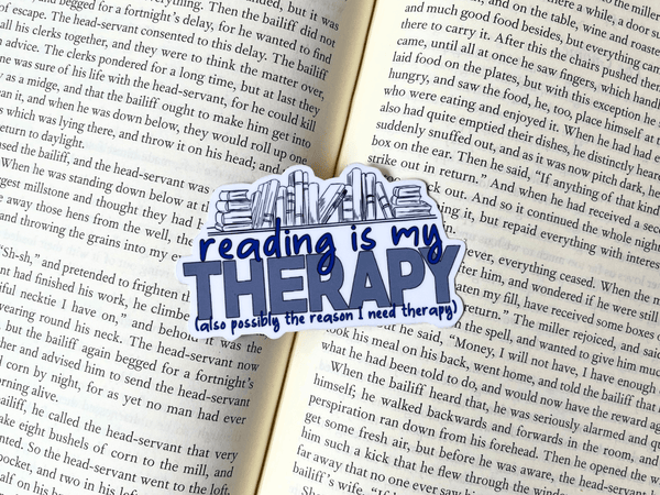 Reading is my Therapy Sticker | Waterproof Laminated Vinyl Sticker - Forge de Sol - Sticker - Sticker - 