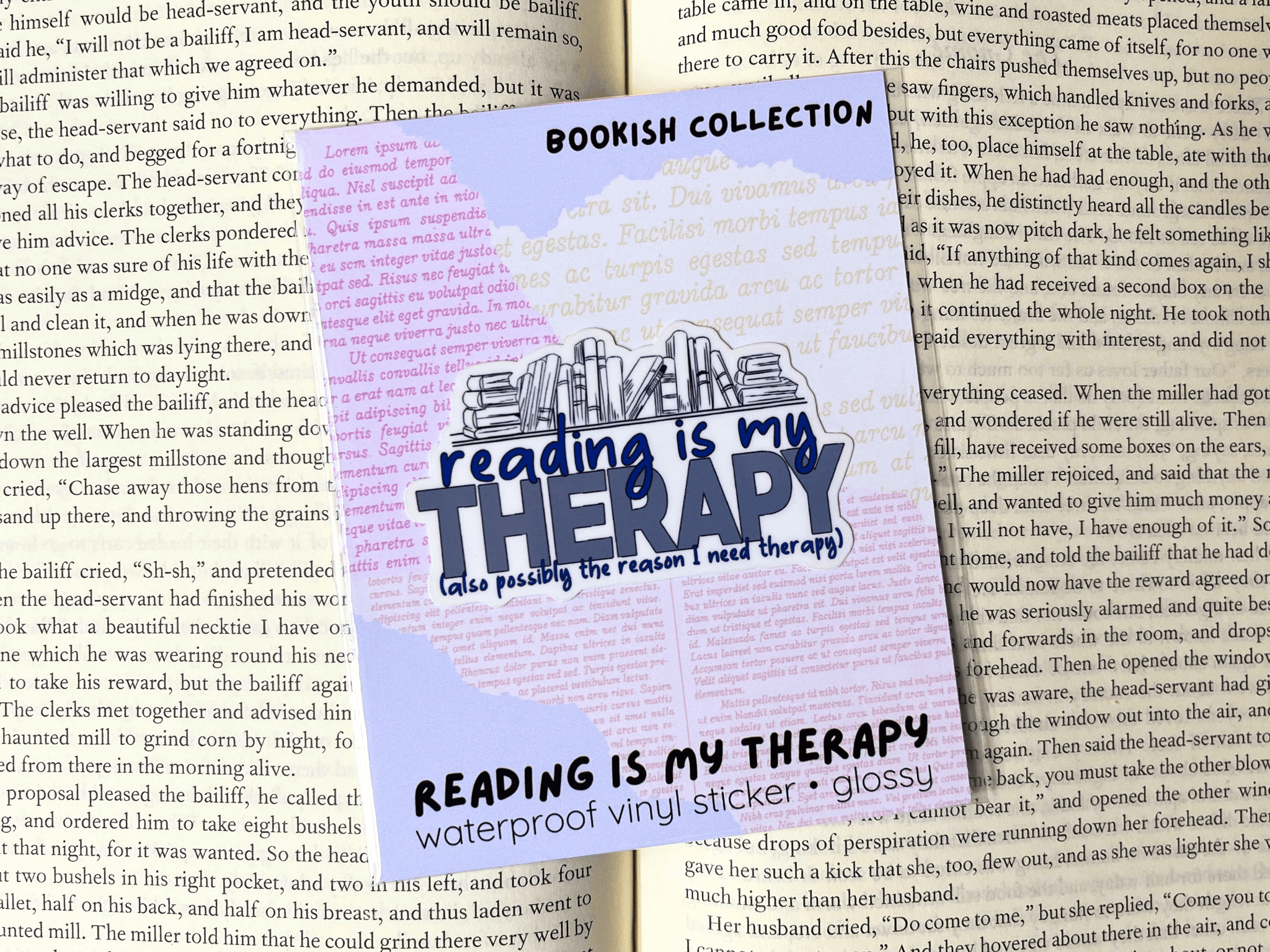 Reading is my Therapy Sticker | Waterproof Laminated Vinyl Sticker - Forge de Sol - Sticker - Sticker - 