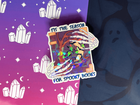 Spooky Book Season Sticker | Waterproof Laminated HOLOGRAPHIC Vinyl Sticker - Forge de Sol - Sticker - Sticker - 